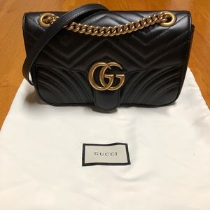 Gucci Marmont Matelasse Small Shoulder Bag, Black